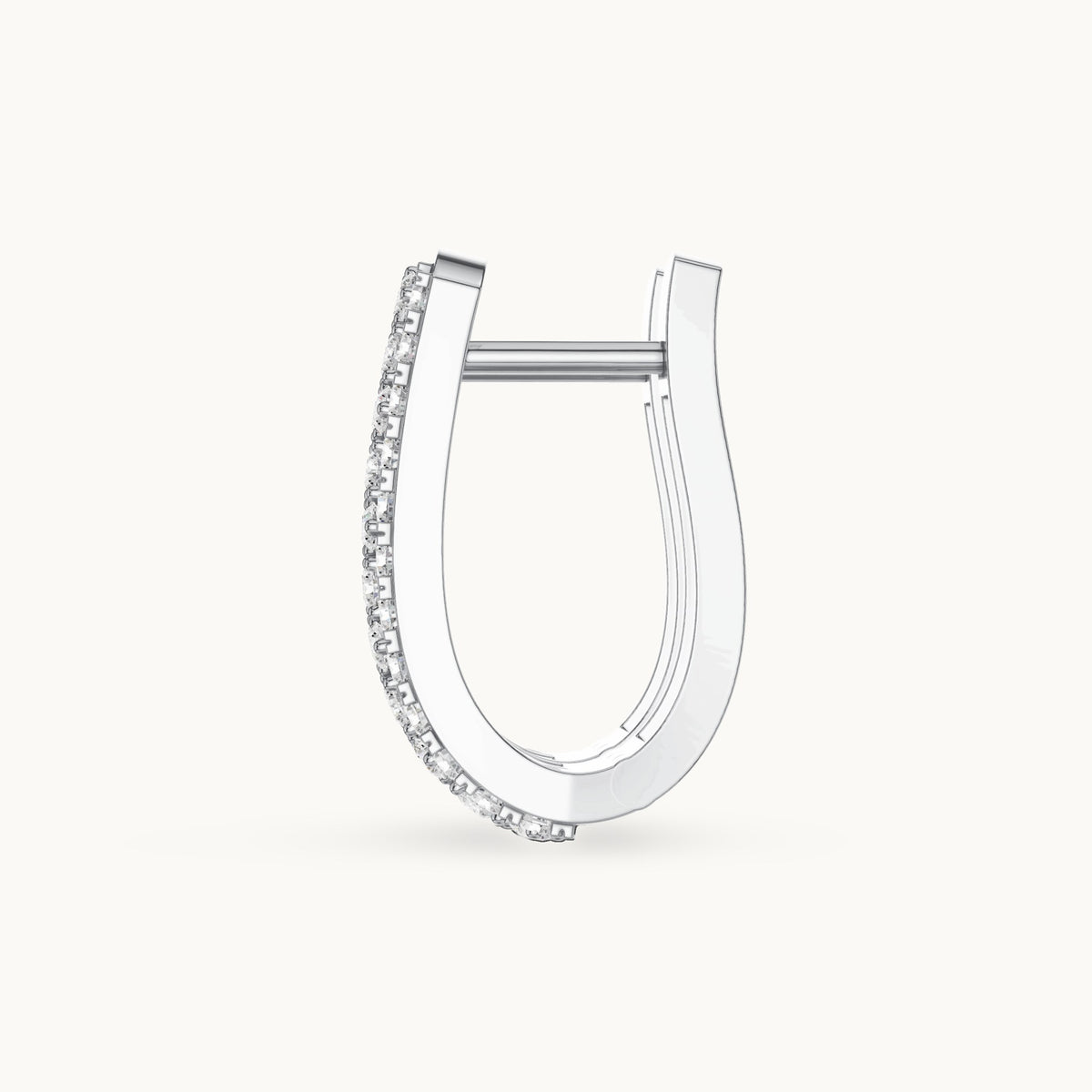 Round lab-grown diamond three-row pavé huggie hoop earrings in white gold, 0.552 CT TW, view 3