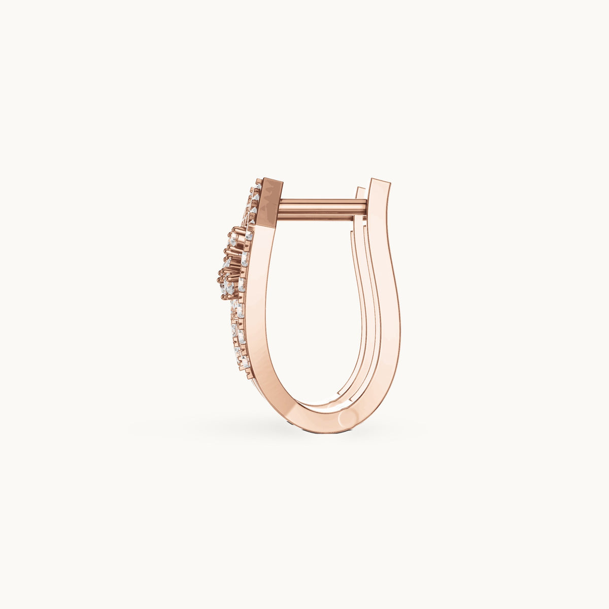 Round lab-grown diamond floral openwork huggie hoop earrings in rose gold, 0.504 CT TW, view 3