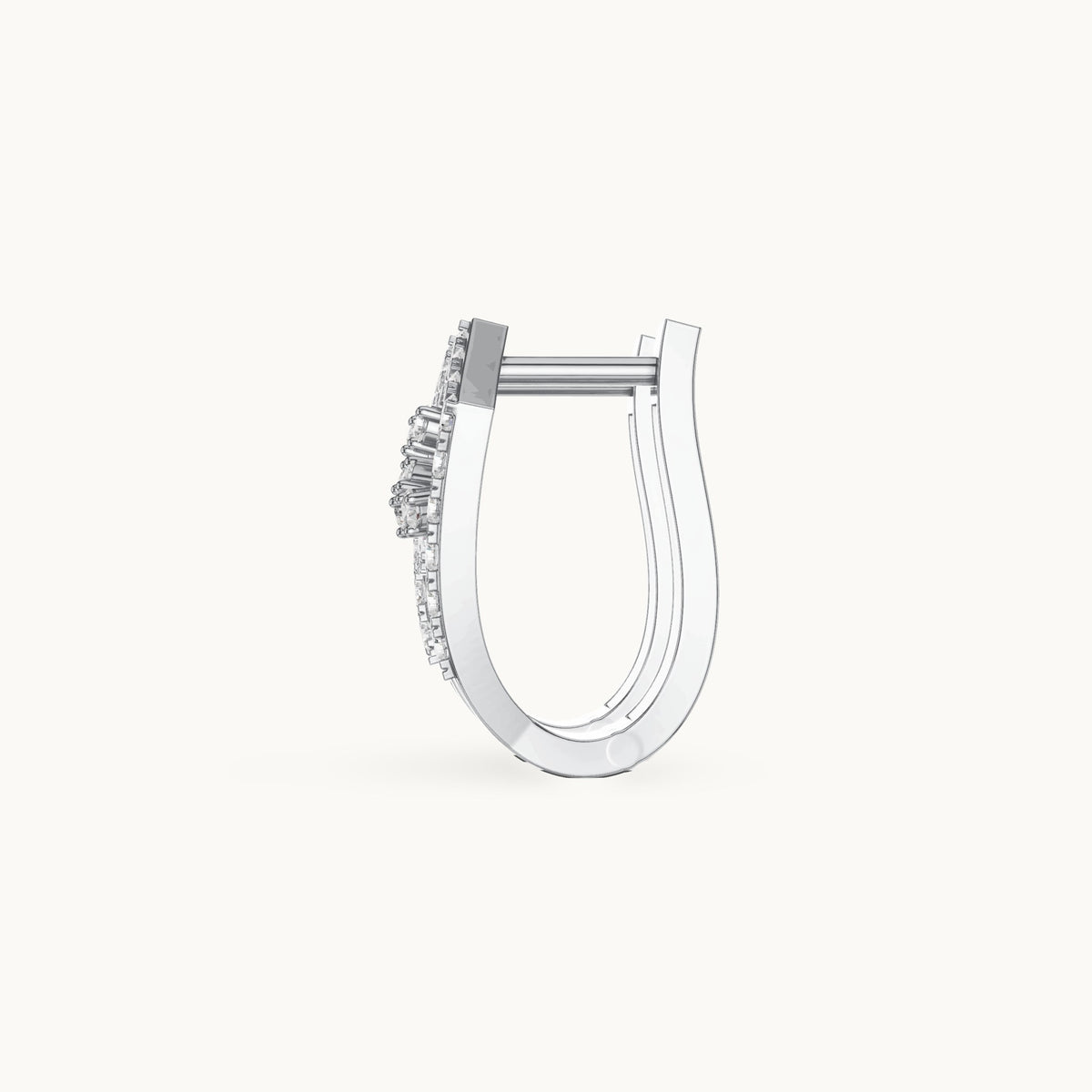 Round lab-grown diamond floral openwork huggie hoop earrings in white gold, 0.504 CT TW, view 3