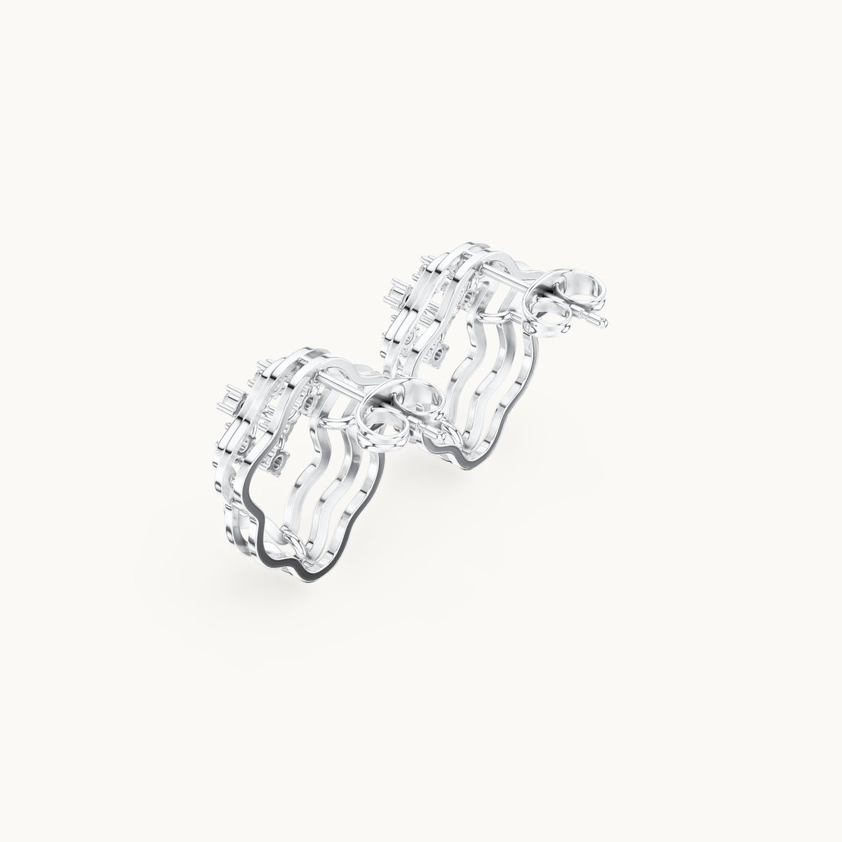Round lab-grown diamond quatrefoil stud earrings in white gold, 0.36 CT TW, view 2