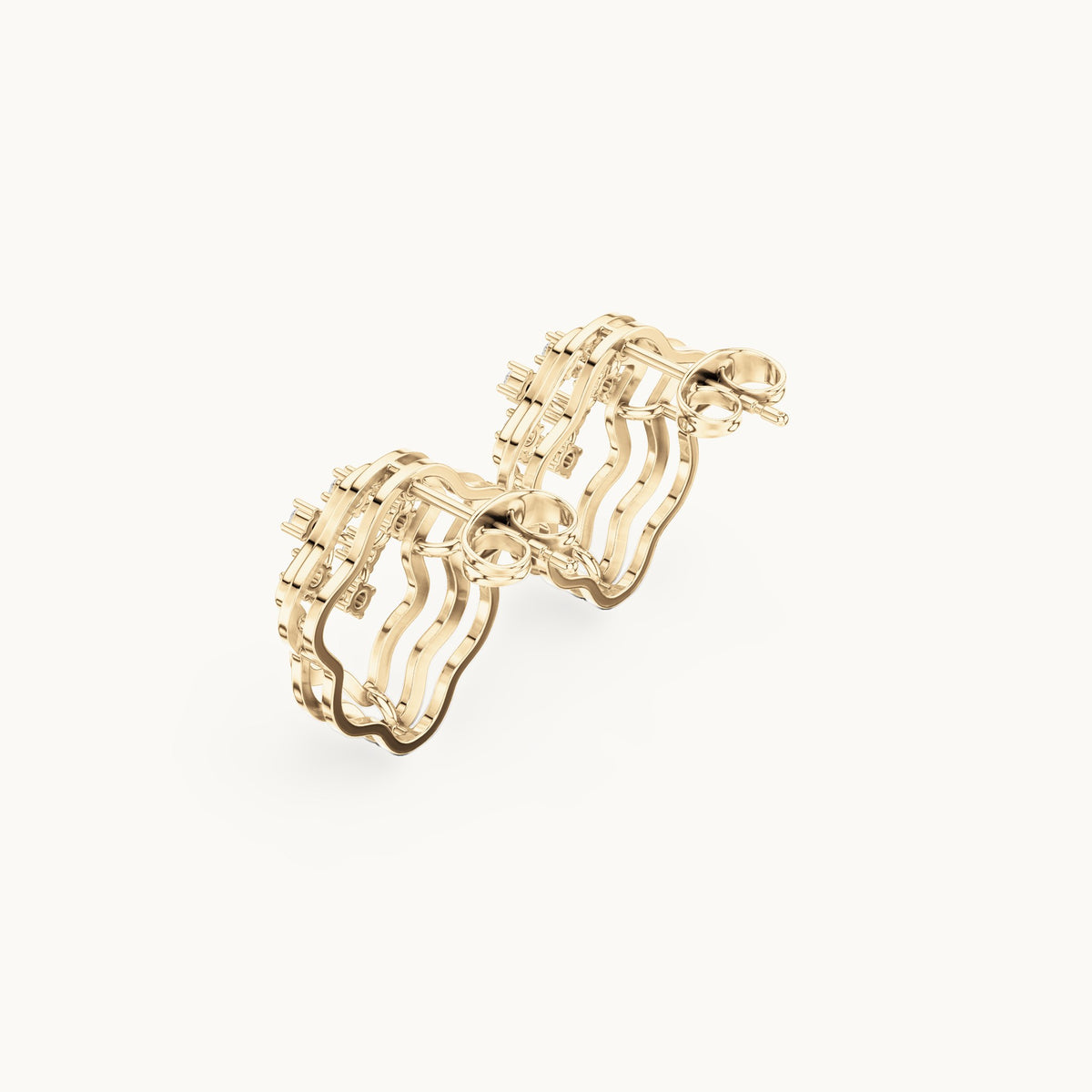 Round lab-grown diamond quatrefoil stud earrings in yellow gold, 0.36 CT TW, view 2