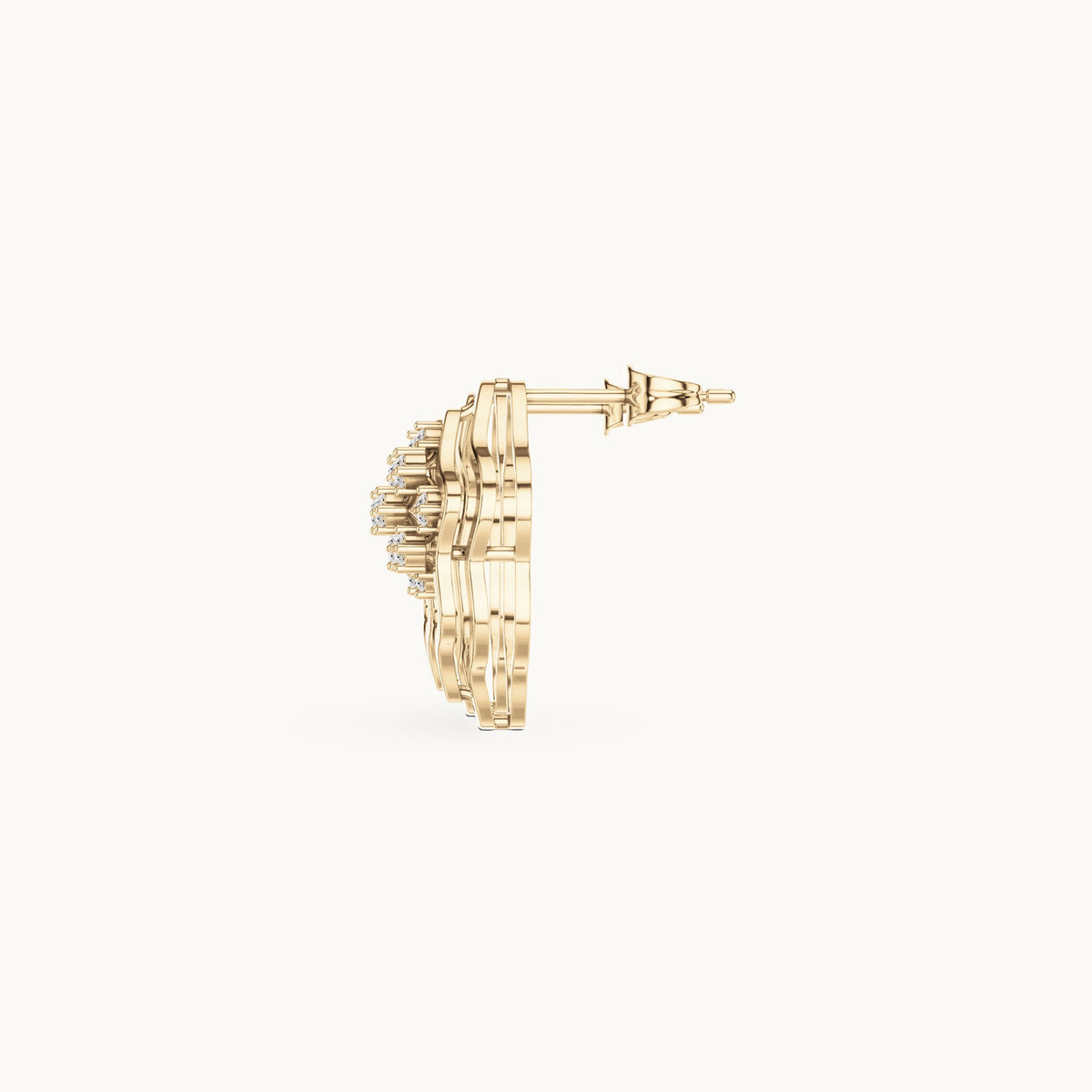 Round lab-grown diamond quatrefoil stud earrings in yellow gold, 0.36 CT TW, view 3