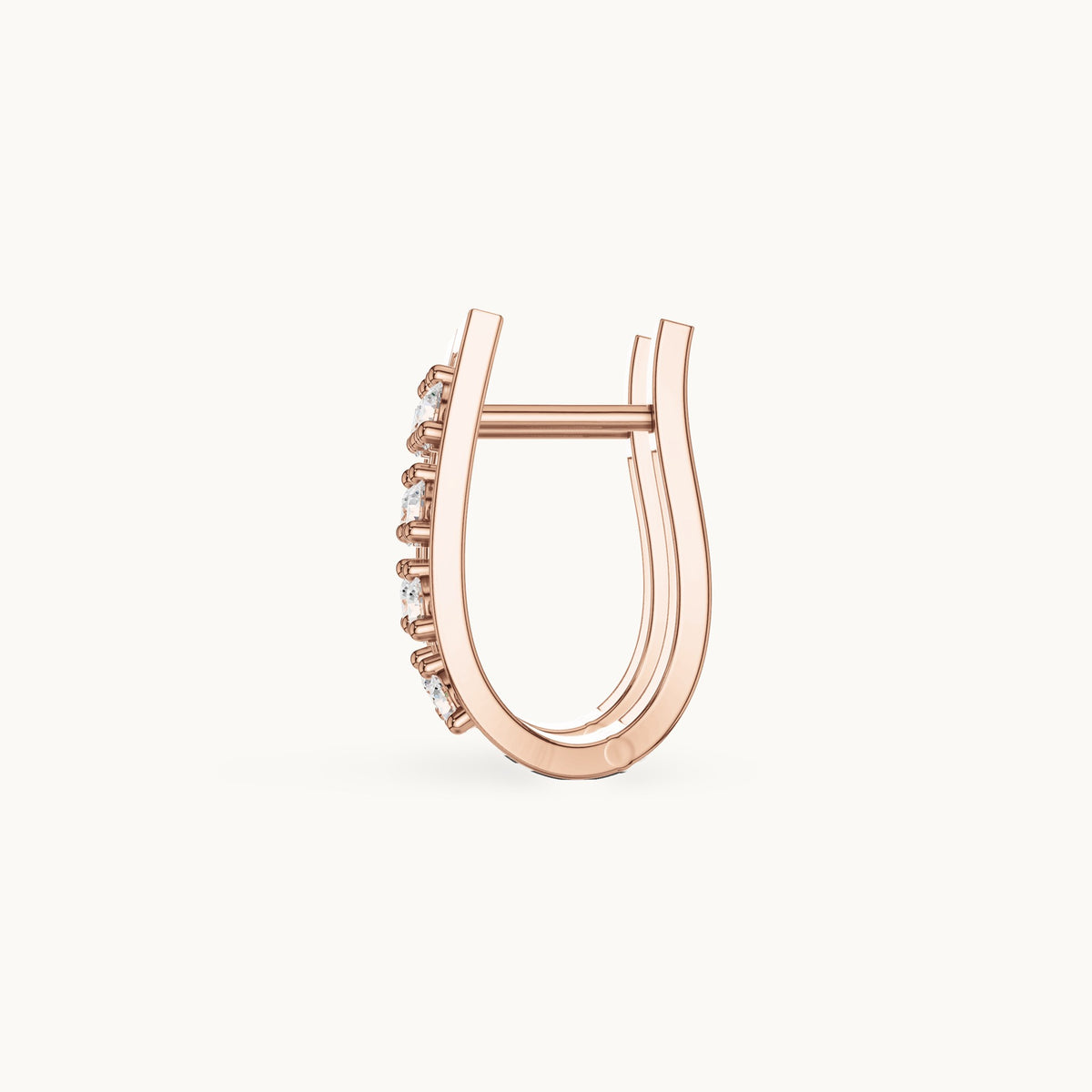 Round lab-grown diamond cluster openwork huggie hoop earrings in rose gold, 0.50 CT TW, view 3