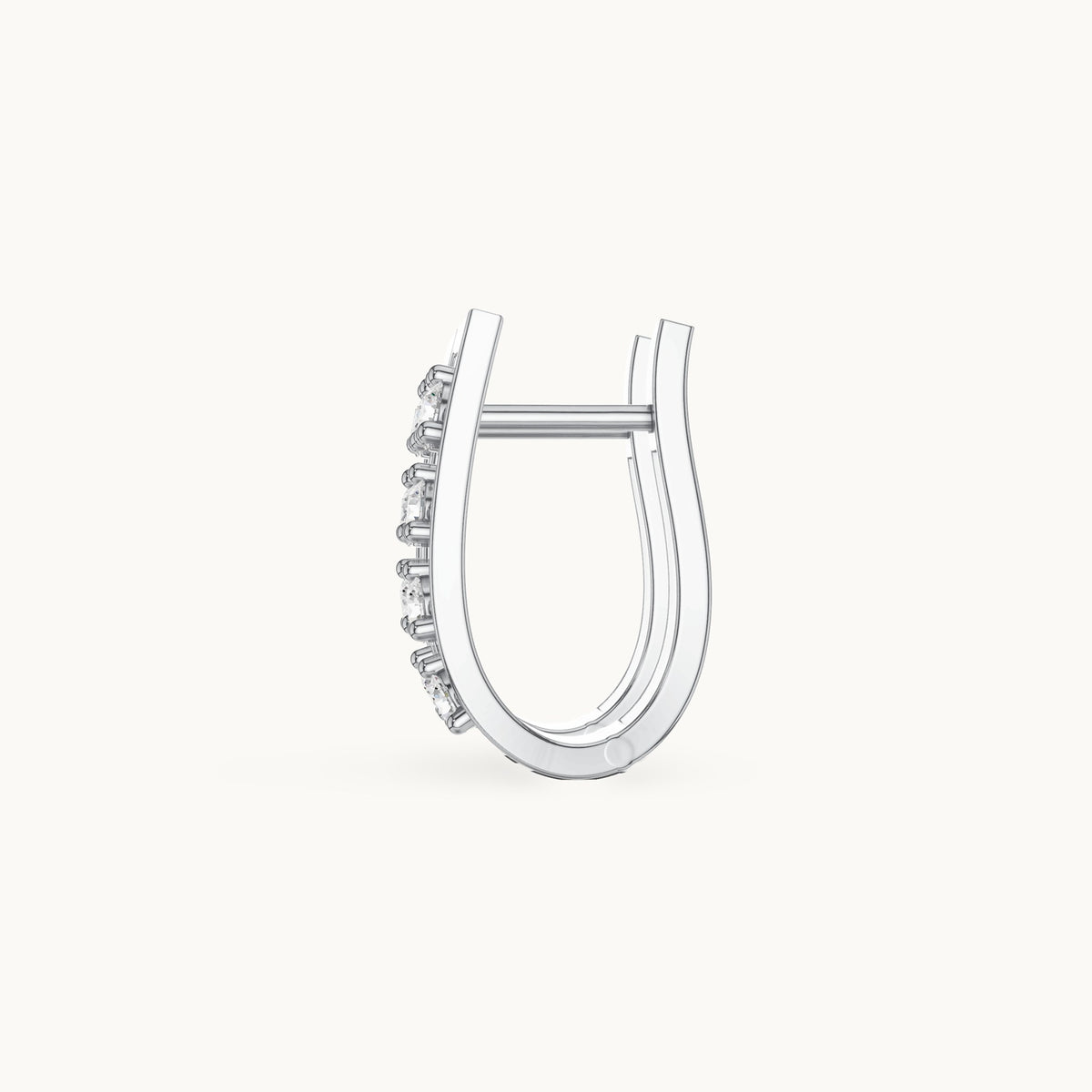 Round lab-grown diamond cluster openwork huggie hoop earrings in white gold, 0.50 CT TW, view 3