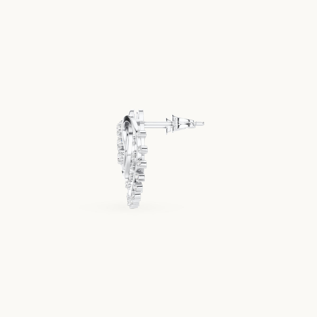 Round lab-grown diamond wing fan stud earrings in white gold, 0.434 CT TW, view 3