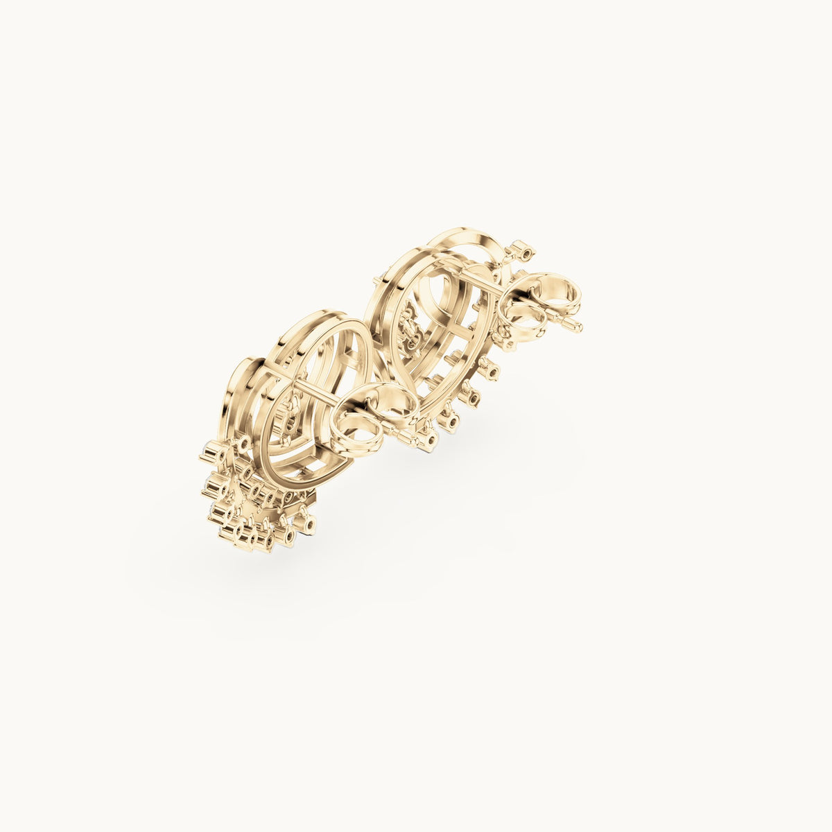 Round lab-grown diamond wing fan stud earrings in yellow gold, 0.434 CT TW, view 2