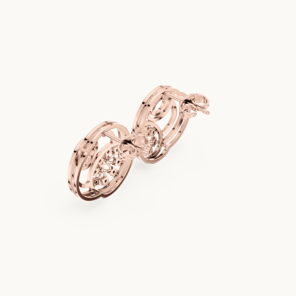 Round lab-grown diamond scalloped openwork stud earrings in rose gold, 0.252 CT TW, view 2