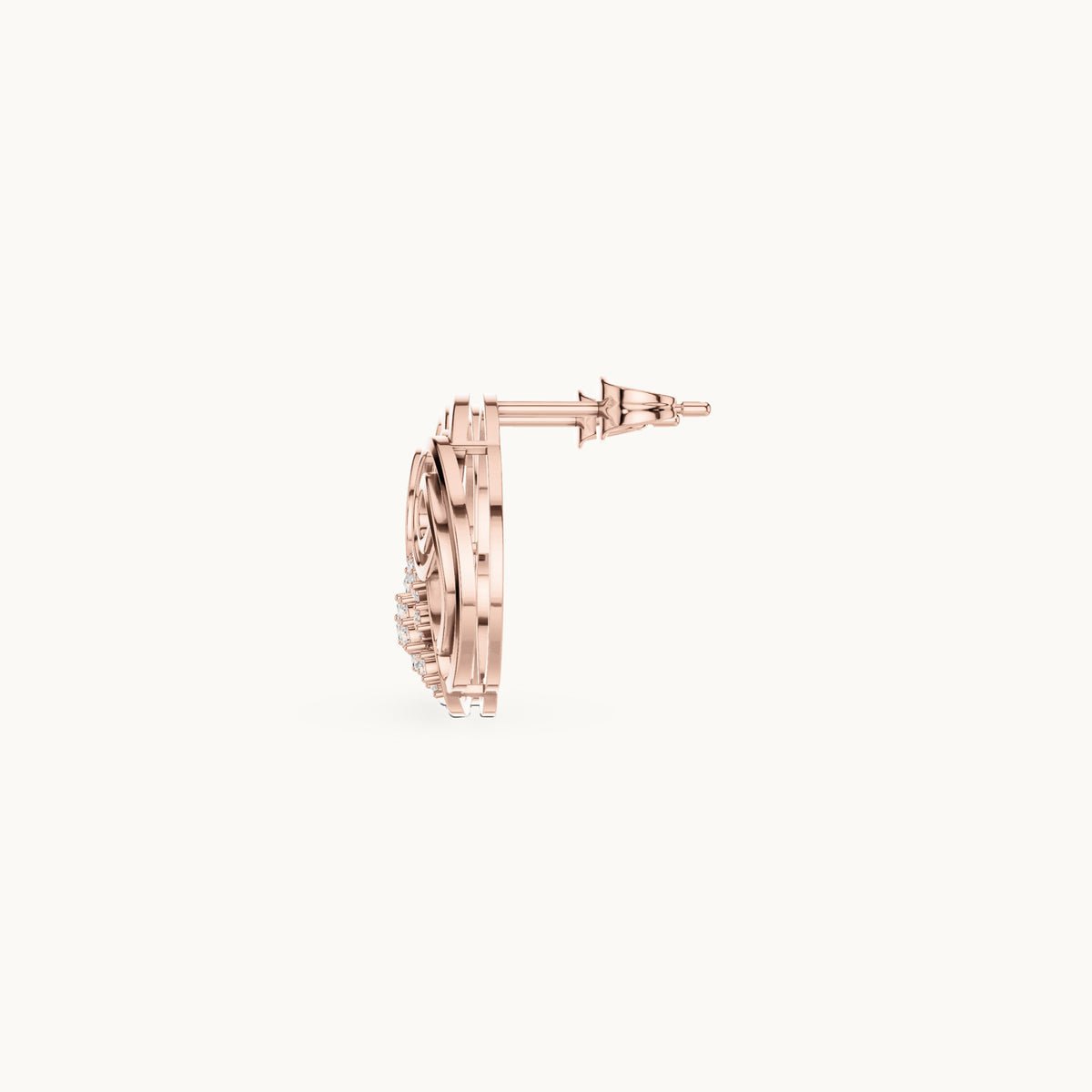 Round lab-grown diamond scalloped openwork stud earrings in rose gold, 0.252 CT TW, view 3