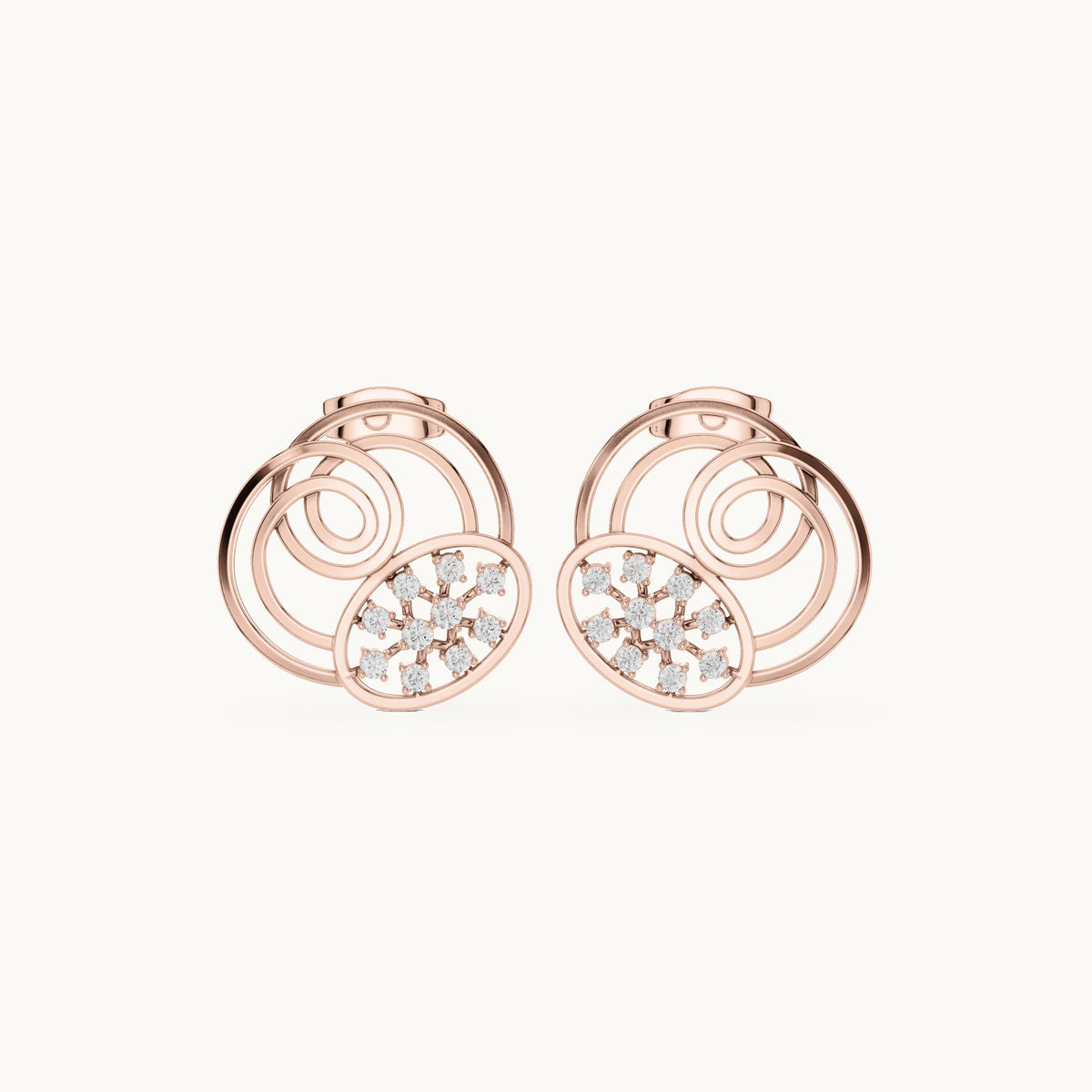 Round lab-grown diamond scalloped openwork stud earrings in rose gold, 0.252 CT TW, view 4