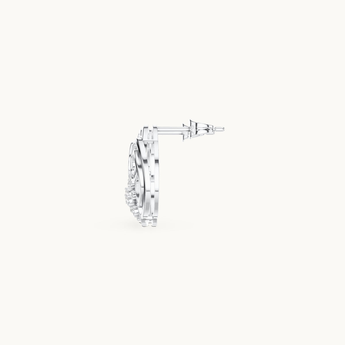 Round lab-grown diamond scalloped openwork stud earrings in white gold, 0.252 CT TW, view 3