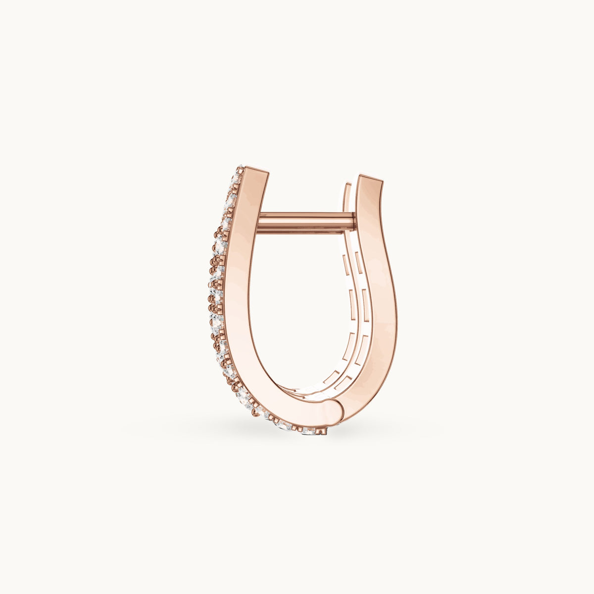 Round lab-grown diamond station huggie hoop earrings in rose gold, 0.528 CT TW, view 3