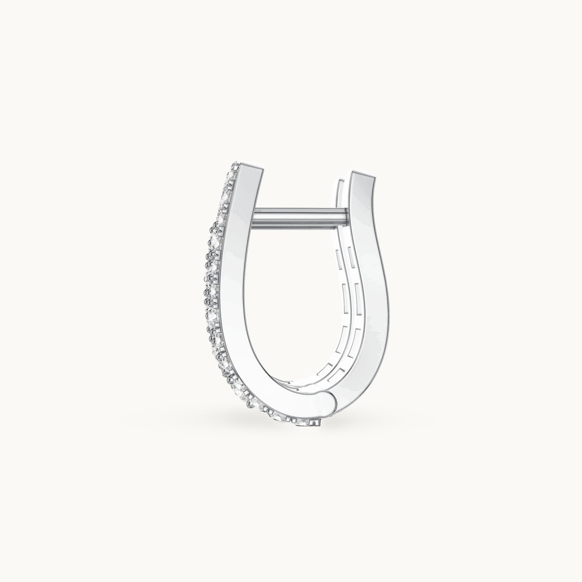 Round lab-grown diamond station huggie hoop earrings in white gold, 0.528 CT TW, view 3