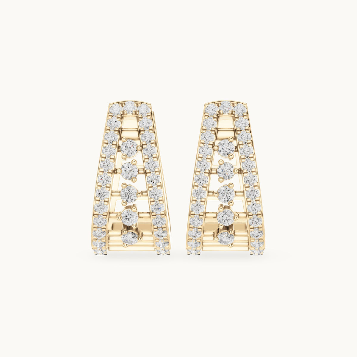 Round lab-grown diamond station huggie hoop earrings in yellow gold, 0.528 CT TW, view 4