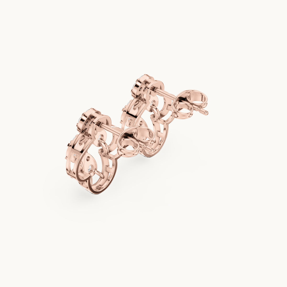 Round lab-grown diamond pear-shape cluster stud earrings in rose gold, 0.554 CT TW, view 2