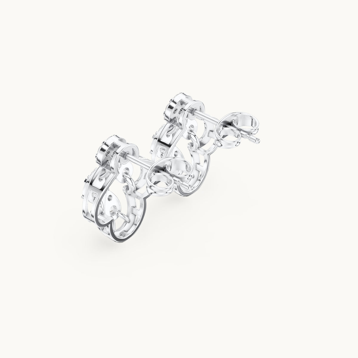 Round lab-grown diamond pear-shape cluster stud earrings in white gold, 0.554 CT TW, view 2