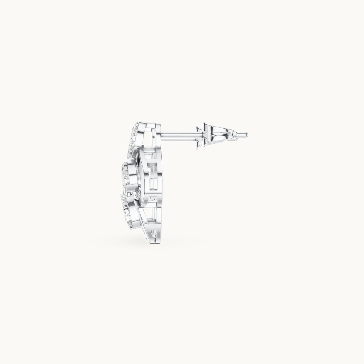 Round lab-grown diamond pear-shape cluster stud earrings in white gold, 0.554 CT TW, view 3
