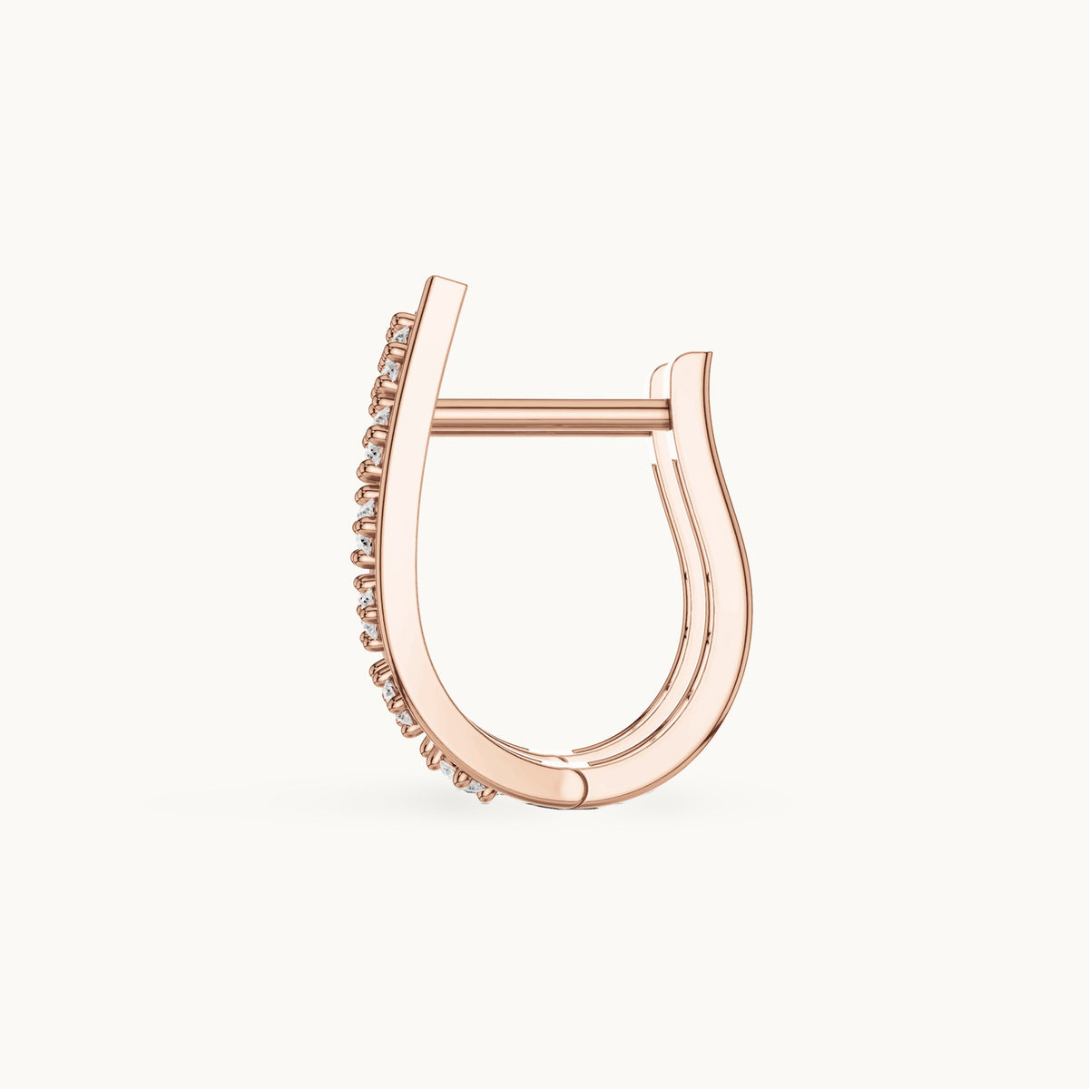 Round lab-grown diamond tapered lattice huggie hoop earrings in rose gold, 0.27 CT TW, view 3