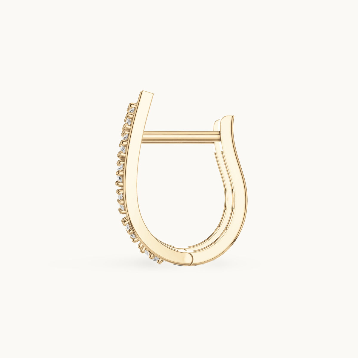 Round lab-grown diamond tapered lattice huggie hoop earrings in yellow gold, 0.27 CT TW, view 3