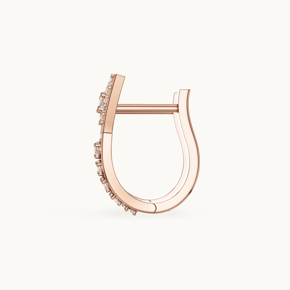 Round lab-grown diamond geometric drop huggie hoop earrings in rose gold, 0.322 CT TW, view 3