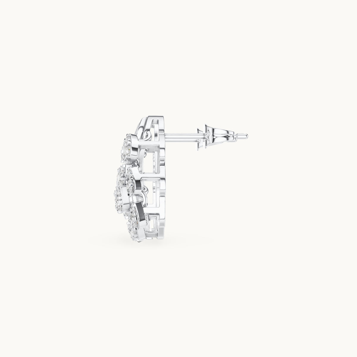 Round lab-grown diamond wave cluster stud earrings in white gold, 0.504 CT TW, view 3