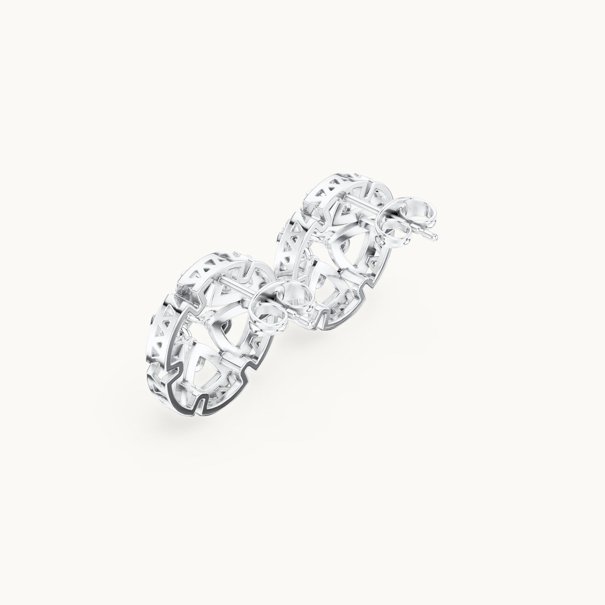 Round lab-grown diamond openwork rosette stud earrings in white gold, 0.516 CT TW, view 2