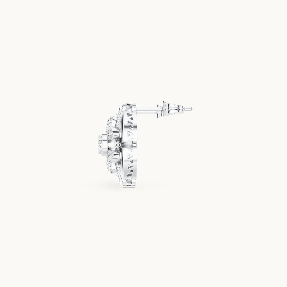 Round lab-grown diamond openwork rosette stud earrings in white gold, 0.516 CT TW, view 3