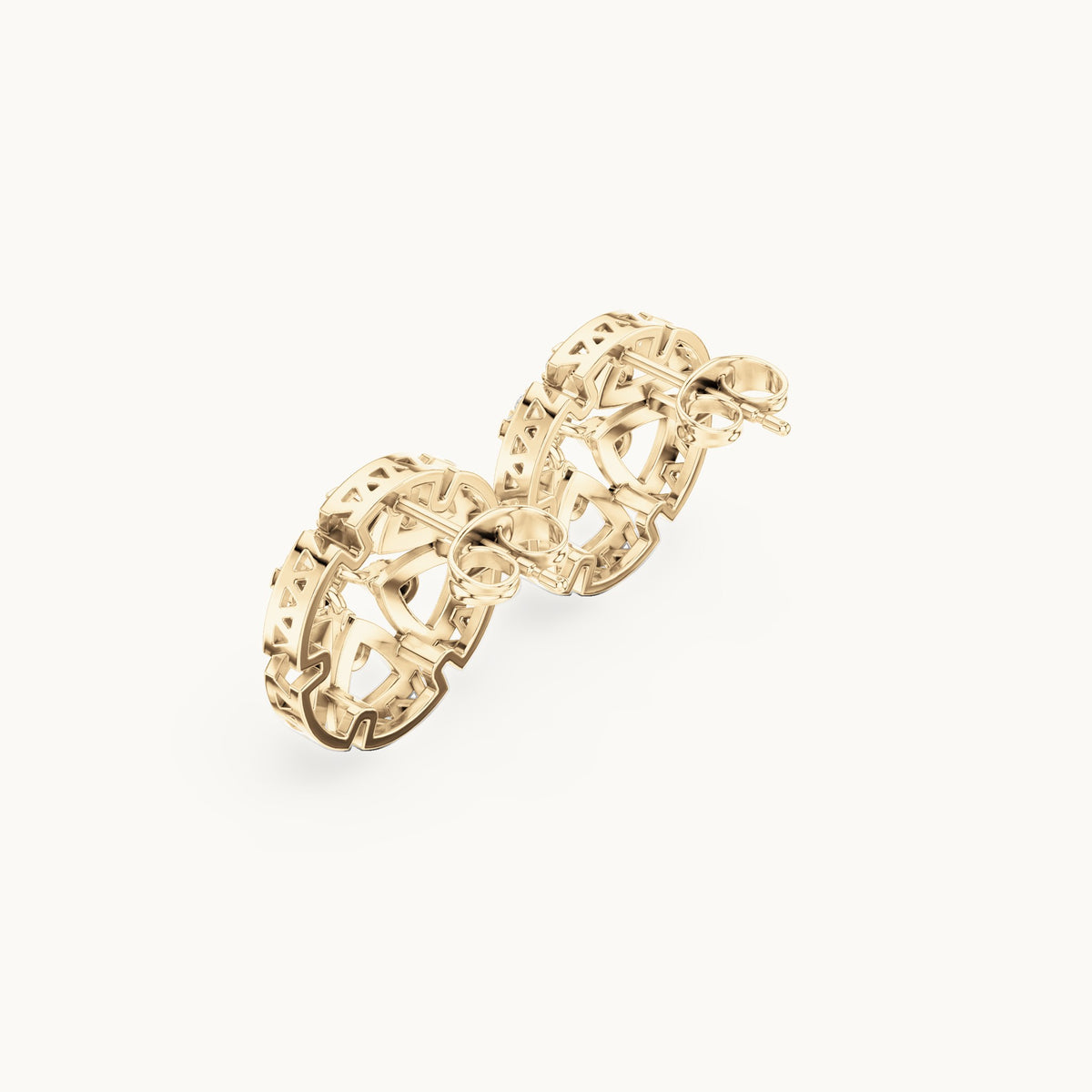 Round lab-grown diamond openwork rosette stud earrings in yellow gold, 0.516 CT TW, view 2