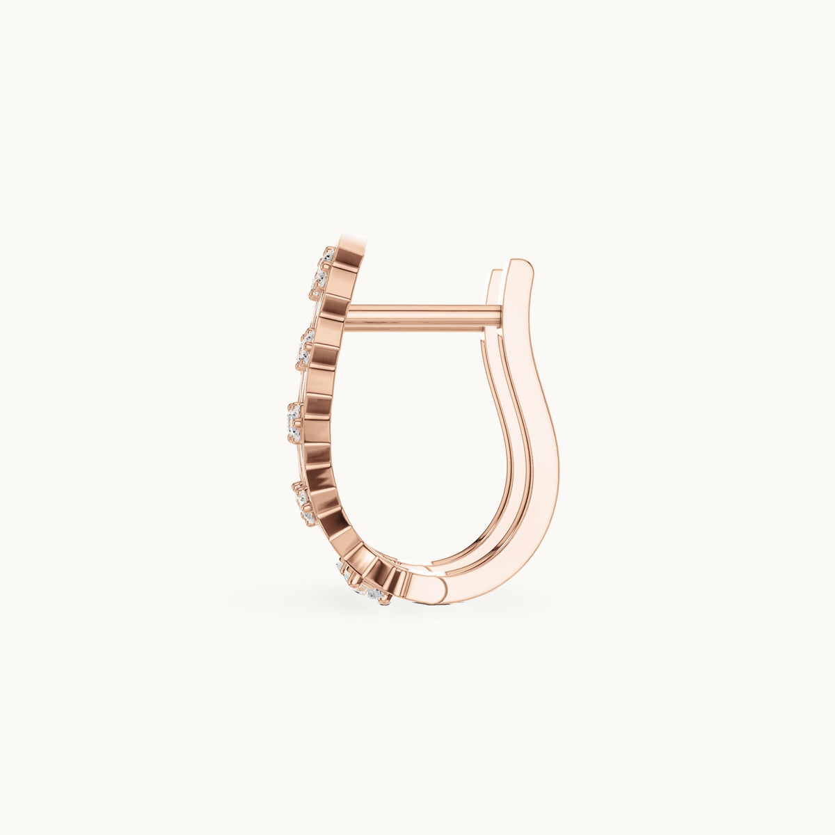 Round lab-grown diamond filigree huggie hoop earrings in rose gold, 0.296 CT TW, view 3