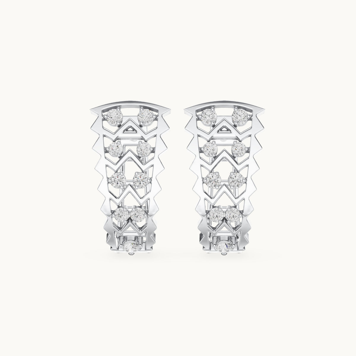 Round lab-grown diamond filigree huggie hoop earrings in white gold, 0.296 CT TW, view 4