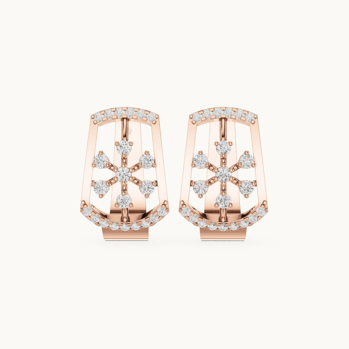 Round lab-grown diamond starburst huggie hoop earrings in rose gold, 0.53 CT TW, view 4