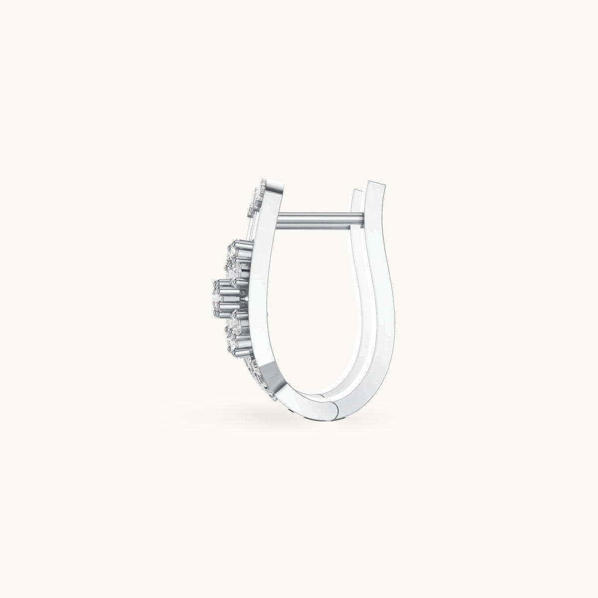 Round lab-grown diamond starburst huggie hoop earrings in white gold, 0.53 CT TW, view 3