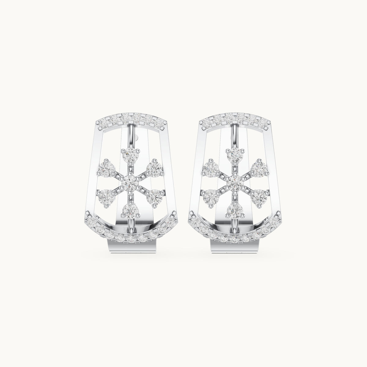 Round lab-grown diamond starburst huggie hoop earrings in white gold, 0.53 CT TW, view 4
