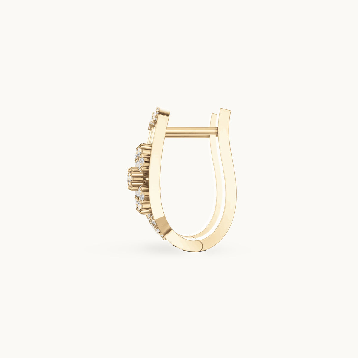 Round lab-grown diamond starburst huggie hoop earrings in yellow gold, 0.53 CT TW, view 3
