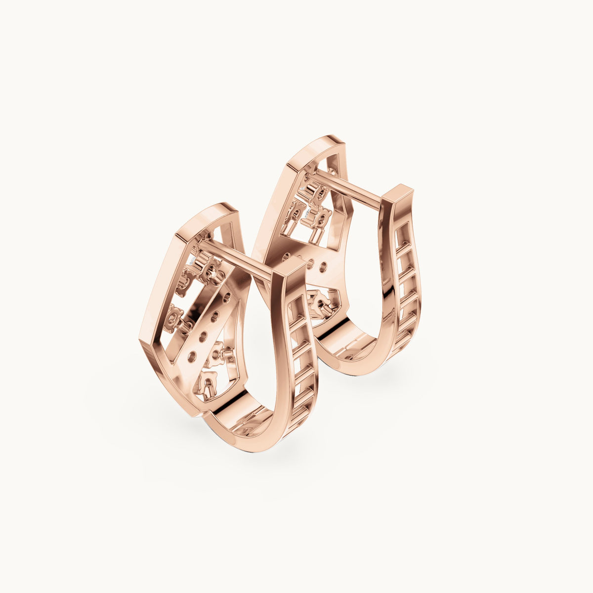 Round lab-grown diamond crossover huggie hoop earrings in rose gold, 0.324 CT TW, view 2