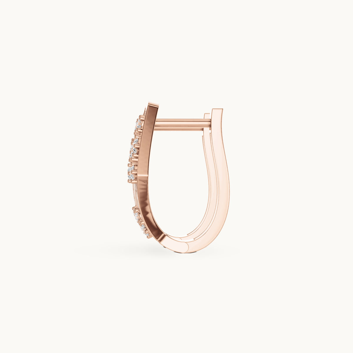 Round lab-grown diamond crossover huggie hoop earrings in rose gold, 0.324 CT TW, view 3