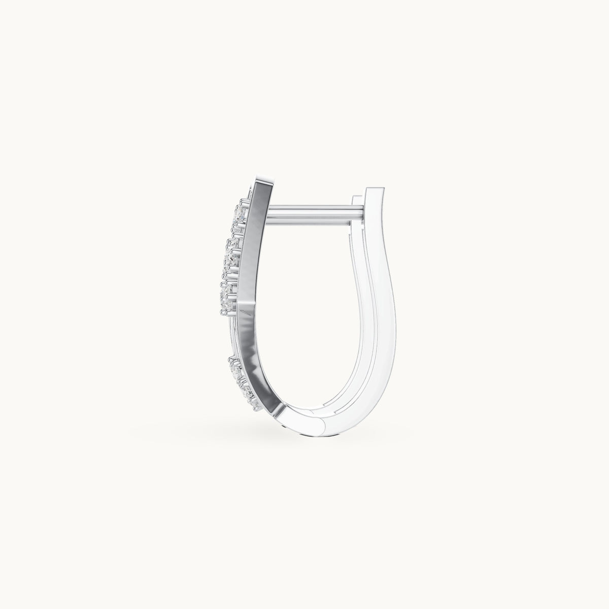 Round lab-grown diamond crossover huggie hoop earrings in white gold, 0.324 CT TW, view 3