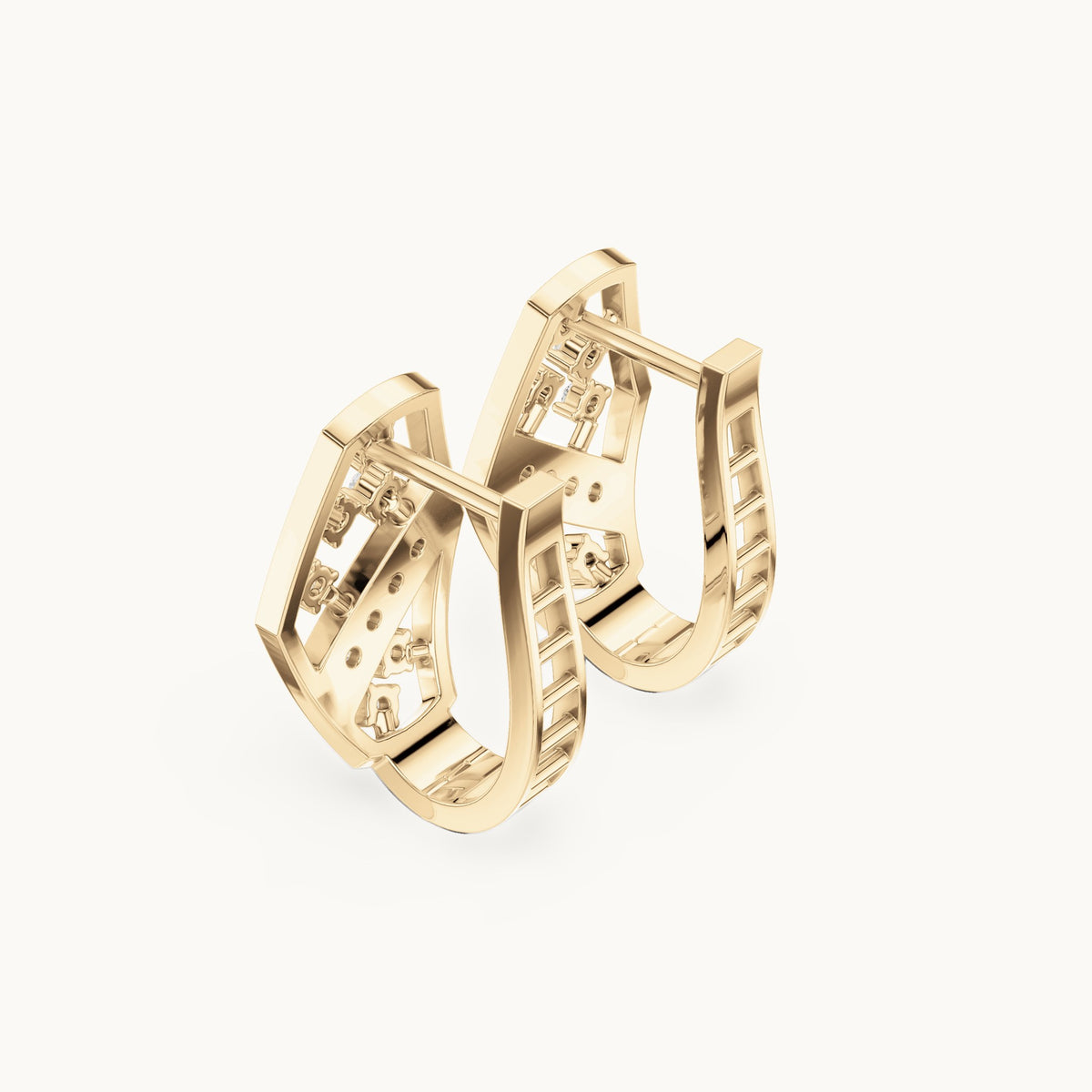 Round lab-grown diamond crossover huggie hoop earrings in yellow gold, 0.324 CT TW, view 2