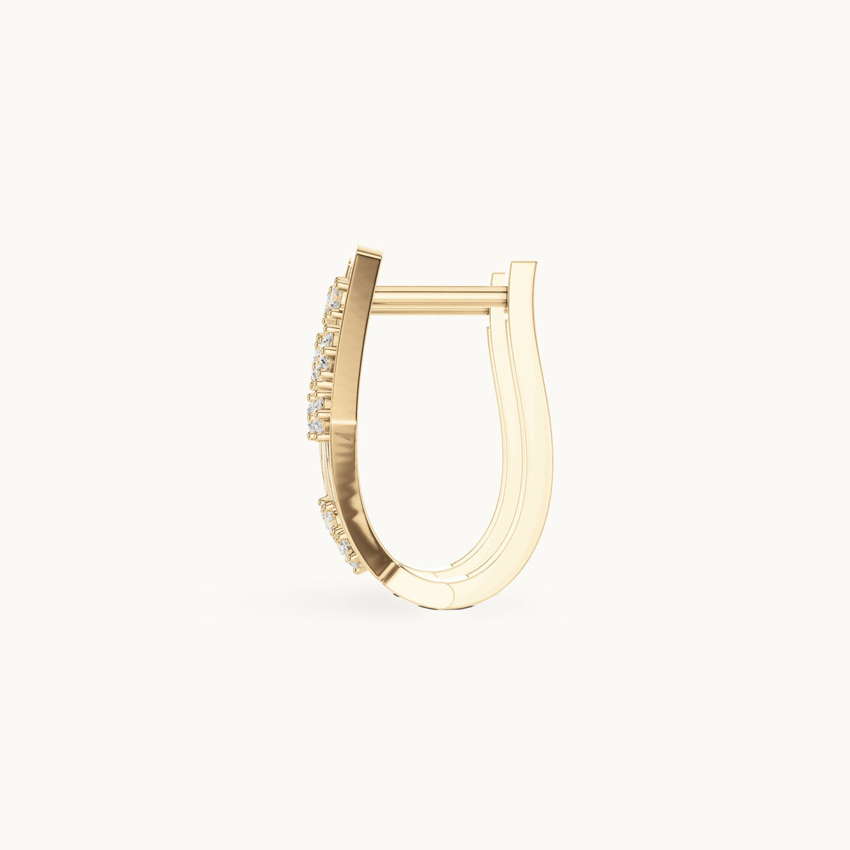 Round lab-grown diamond crossover huggie hoop earrings in yellow gold, 0.324 CT TW, view 3
