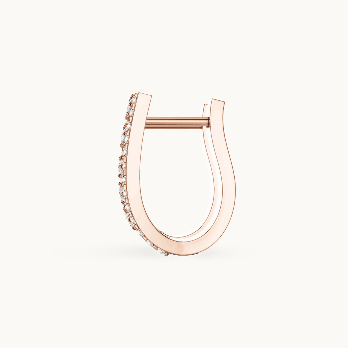 Round lab-grown diamond double-ladder huggie earrings in rose gold, 0.636 CT TW, view 3
