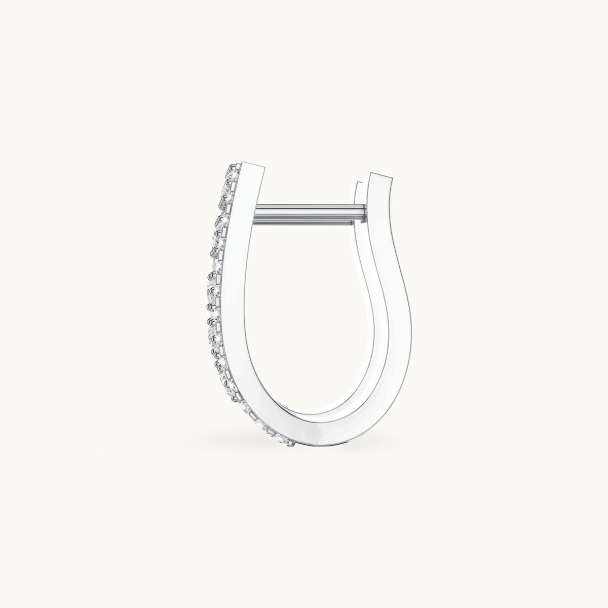 Round lab-grown diamond double-ladder huggie earrings in white gold, 0.636 CT TW, view 3