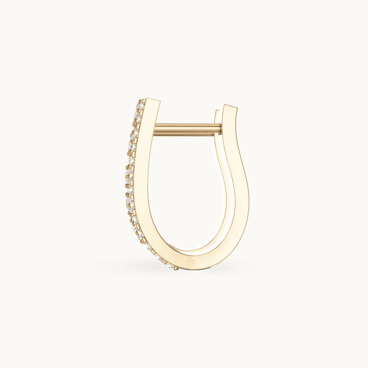 Round lab-grown diamond double-ladder huggie earrings in yellow gold, 0.636 CT TW, view 3