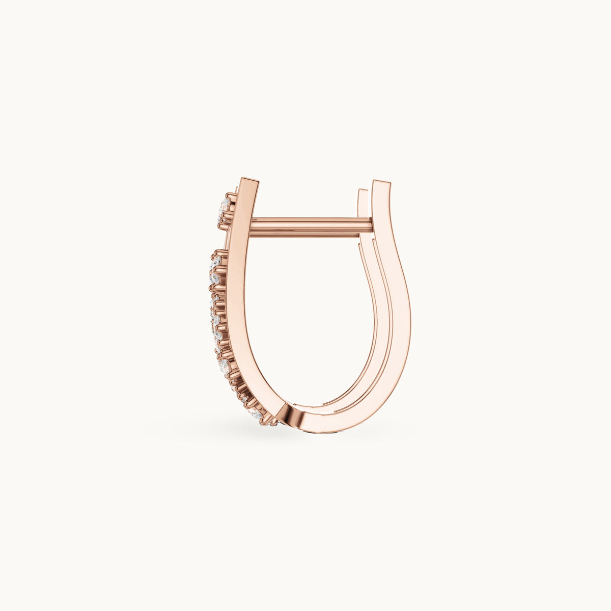 Round lab-grown diamond tiered triangle huggie hoop earrings in rose gold, 0.28 CT TW, view 3