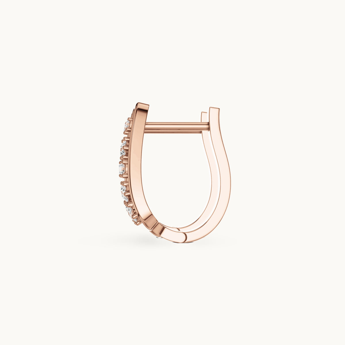 Round lab-grown diamond lattice huggie earrings in rose gold, 0.334 CT TW, view 3