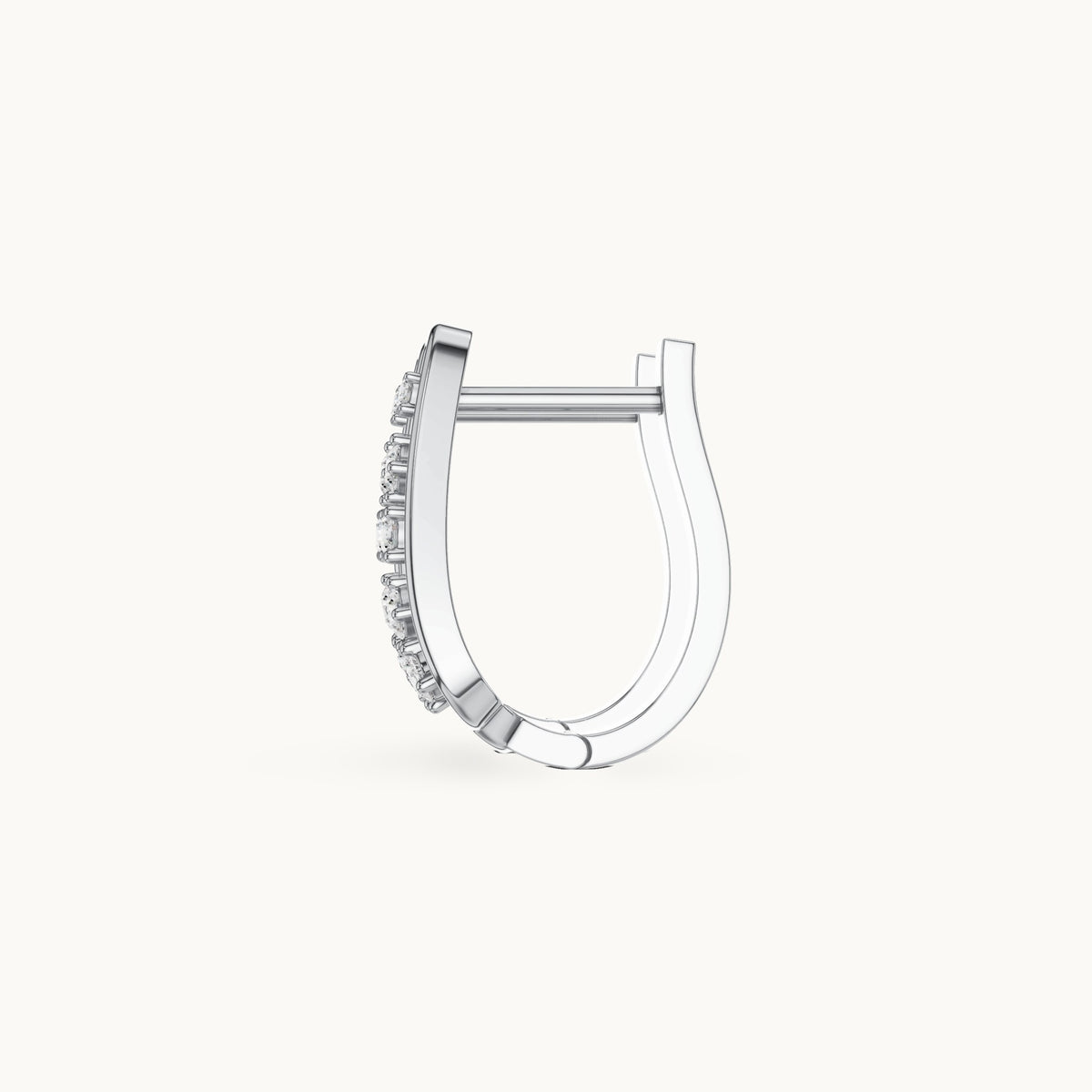 Round lab-grown diamond lattice huggie earrings in white gold, 0.334 CT TW, view 3