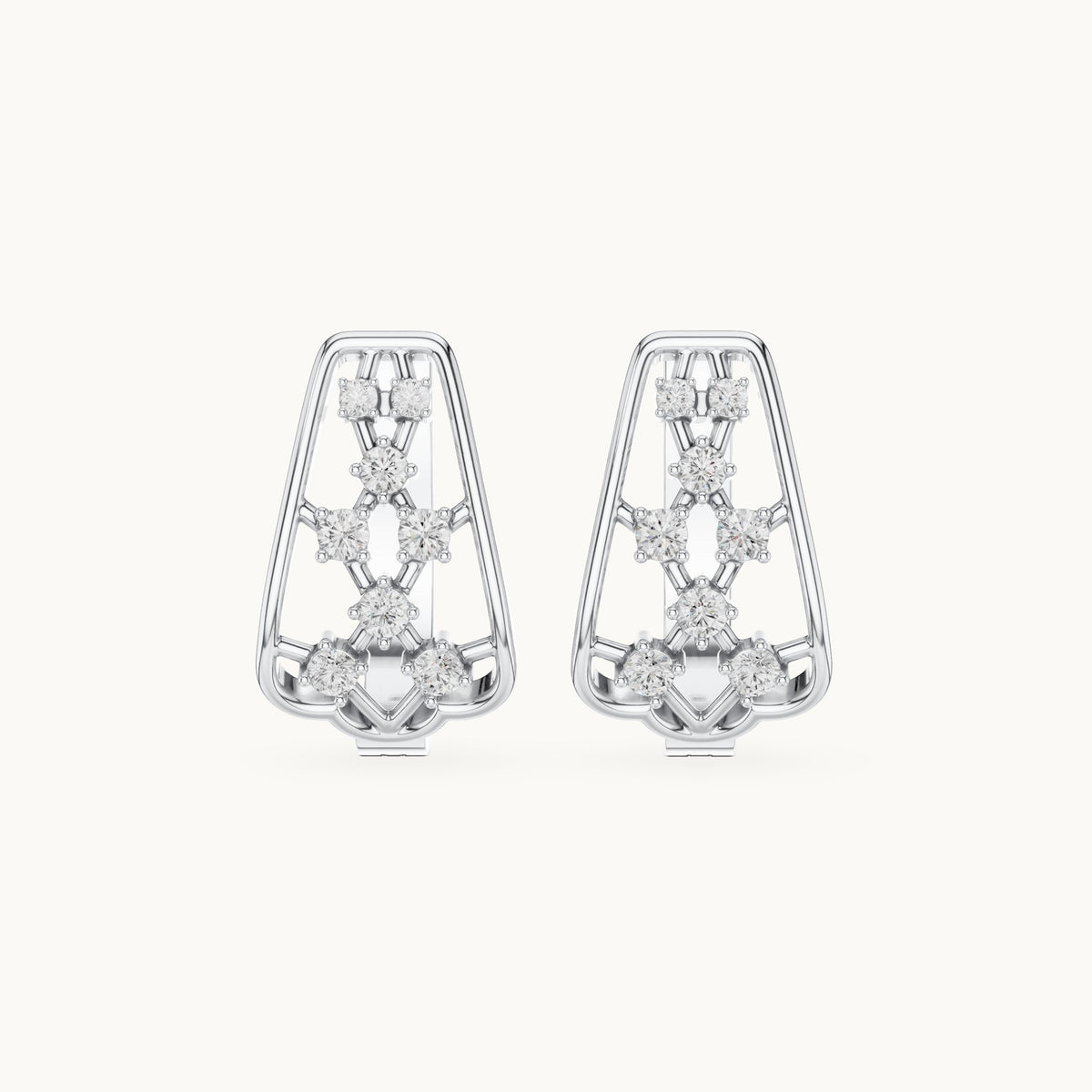Round lab-grown diamond lattice huggie earrings in white gold, 0.334 CT TW, view 4