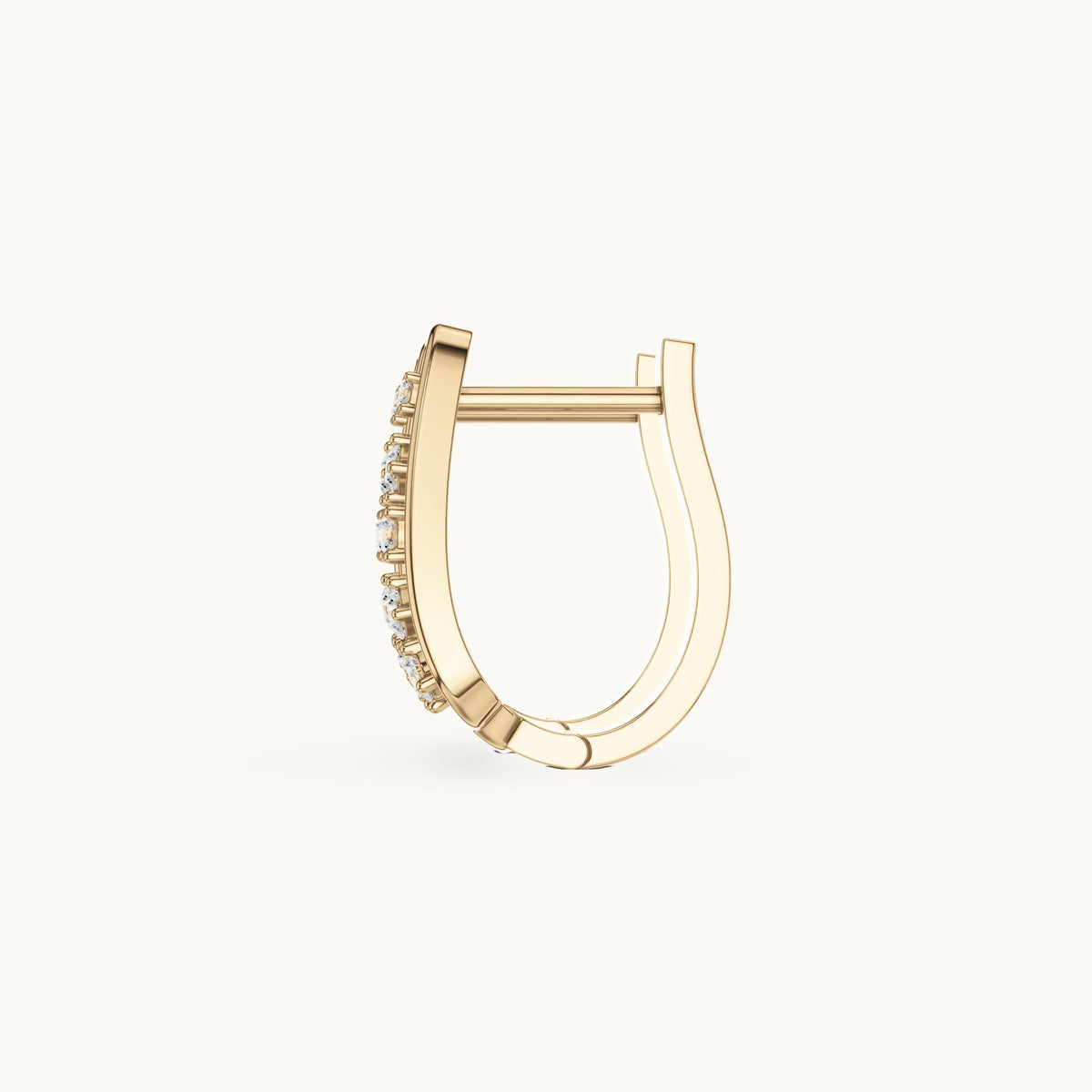 Round lab-grown diamond lattice huggie earrings in yellow gold, 0.334 CT TW, view 3