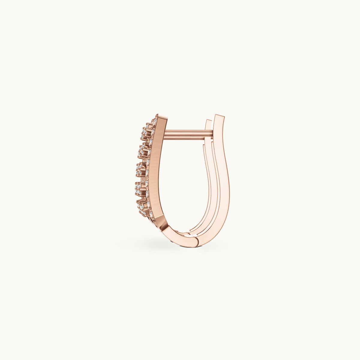 Round lab-grown diamond grid panel huggie hoop earrings in rose gold, 0.48 CT TW, view 3