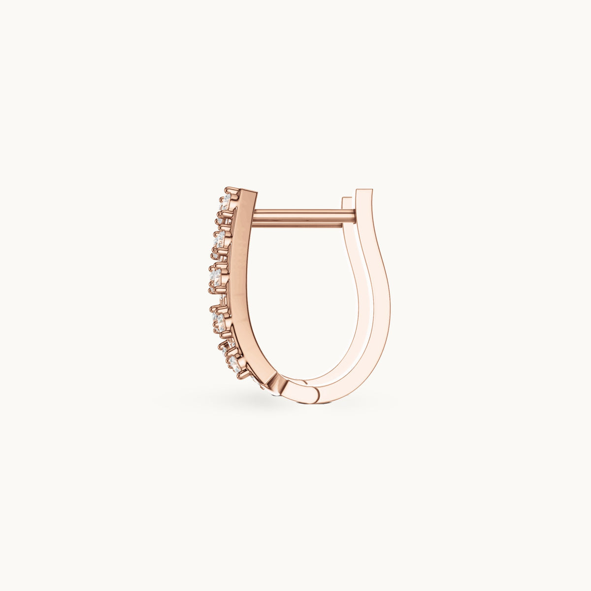 Round lab-grown diamond ladder huggie hoop earrings in rose gold, 0.488 CT TW, view 3