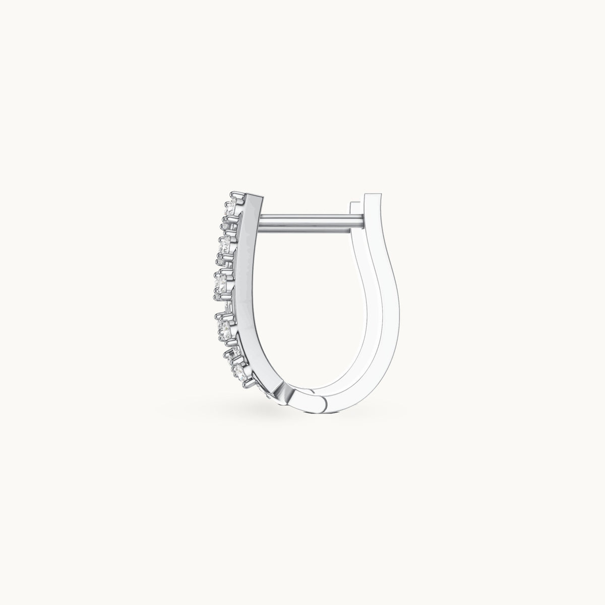 Round lab-grown diamond ladder huggie hoop earrings in white gold, 0.488 CT TW, view 3