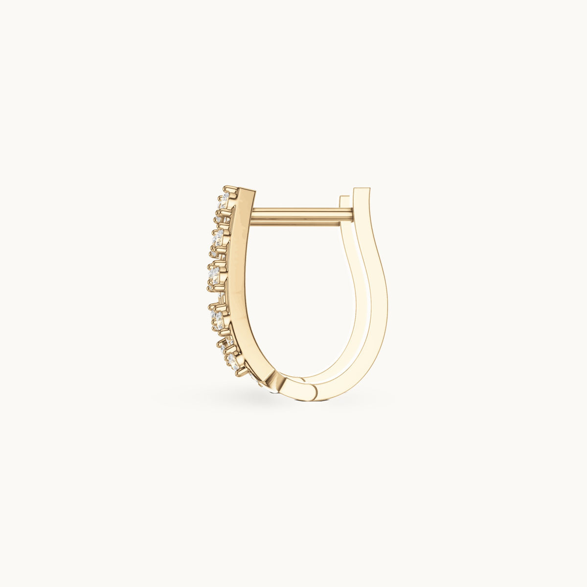 Round lab-grown diamond ladder huggie hoop earrings in yellow gold, 0.488 CT TW, view 3